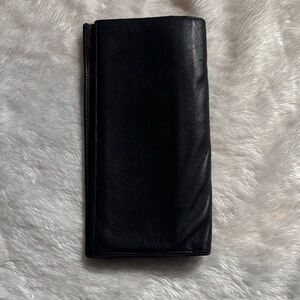 Prada Black Textured Leather Wallet long check book